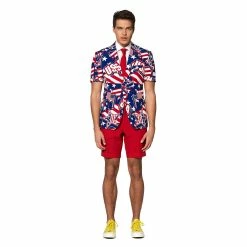 Men's OppoSuits Slim-Fit Stars & Stripes Suit & Tie Set