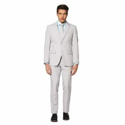 Men's OppoSuits Slim-Fit Solid Suit & Tie Set 22 Men's OppoSuits Slim-Fit Solid Suit & Tie Set -OppoSuits Shop 2960585 Gray