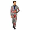 Men's OppoSuits Zombiac Modern-Fit Halloween Costume Zombie Novelty Suit & Tie Set -OppoSuits Shop 2960601 Gray Red