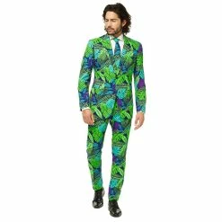 Men's OppoSuits Slim-Fit Novelty Pattern Suit & Tie Set 17 Men's OppoSuits Slim-Fit Novelty Pattern Suit & Tie Set -OppoSuits Shop 2960606 Green Blue
