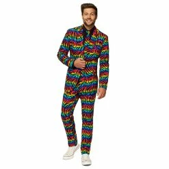 Men's OppoSuits Slim-Fit Novelty Pattern Suit & Tie Set 20 Men's OppoSuits Slim-Fit Novelty Pattern Suit & Tie Set -OppoSuits Shop 2960606 Wild Rainbow
