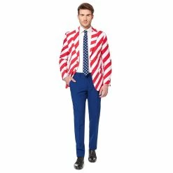 Men's OppoSuits Slim-Fit United Stripes Suit & Tie Set