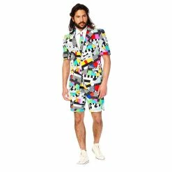 Men's OppoSuits Slim-Fit Novelty Suit & Tie Set 15 Men's OppoSuits Slim-Fit Novelty Suit & Tie Set -OppoSuits Shop 2960620 White Abstract Print