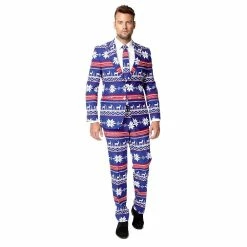 Men's OppoSuits Slim-Fit Holiday Novelty Suit & Tie Set 17 Men's OppoSuits Slim-Fit Holiday Novelty Suit & Tie Set -OppoSuits Shop 3104219 Dark Blue
