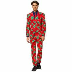 Men's OppoSuits Slim-Fit Holiday Novelty Suit & Tie Set 14 Men's OppoSuits Slim-Fit Holiday Novelty Suit & Tie Set -OppoSuits Shop 3104219 Red Green
