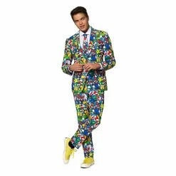 OppoSuits Shop 17 Men's OppoSuits Slim-Fit Super Mario Suit & Tie Set