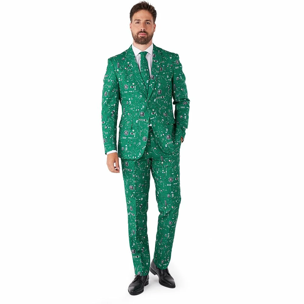 Men's OppoSuits Cool Circuit Slim-Fit Novelty Pattern Suit & Tie Set 3 Men's OppoSuits Cool Circuit Slim-Fit Novelty Pattern Suit & Tie Set
