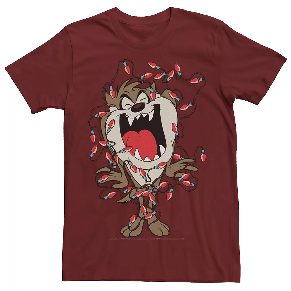 Men's Looney Tunes Christmas Taz Lights Portrait Tee 3 Men's Looney Tunes Christmas Taz Lights Portrait Tee