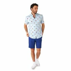 Men's OppoSuits Super Mario Bros. Icons Modern-Fit Summer Button-Down Shirt -OppoSuits Shop 4978495 ALT2