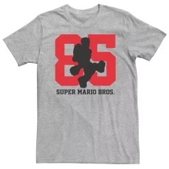 Big & Tall Super Mario 85 Mario Silhouette Tee -OppoSuits Shop 5059745 Athletic Heather