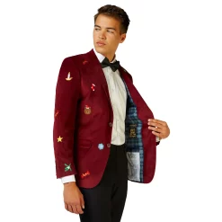 Men's OppoSuits Deluxe X-Mas Icons Christmas Blazer -OppoSuits Shop 5237069 Burgundy Xmas Icons