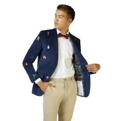 Men's OppoSuits Deluxe X-Mas Icons Christmas Blazer -OppoSuits Shop 5237069 Navy Xmas Icons