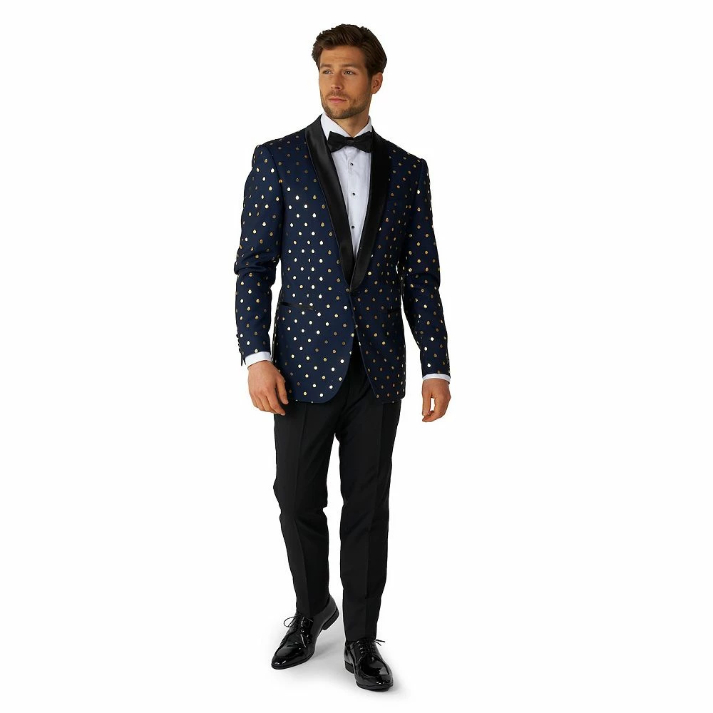 Men's OppoSuits Goldy Dots Metallic Polka Dots Tuxedo Modern-Fit Novelty Suit & Tie Set 3 Men's OppoSuits Goldy Dots Metallic Polka Dots Tuxedo Modern-Fit Novelty Suit & Tie Set