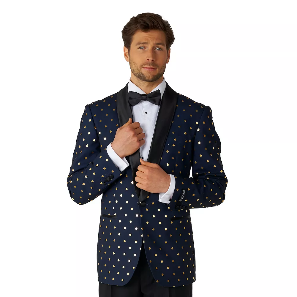 Men's OppoSuits Goldy Dots Metallic Polka Dots Tuxedo Modern-Fit Novelty Suit & Tie Set 6 Men's OppoSuits Goldy Dots Metallic Polka Dots Tuxedo Modern-Fit Novelty Suit & Tie Set - Image 4