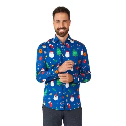 Men's OppoSuits Festivity Christmas Button-Down Shirt -OppoSuits Shop 6094329 Blue